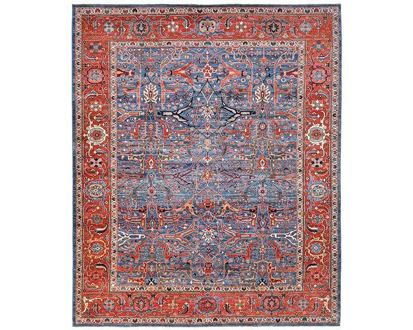 8x10 Blue Aryana Afghan Hand Knotted Veg Dye Wool Area Rug