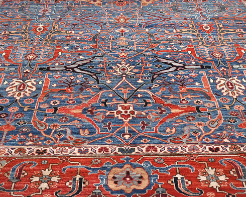 8x10 Blue Aryana Afghan Hand Knotted Veg Dye Wool Area Rug