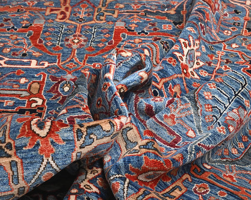 8x10 Blue Aryana Afghan Hand Knotted Veg Dye Wool Area Rug