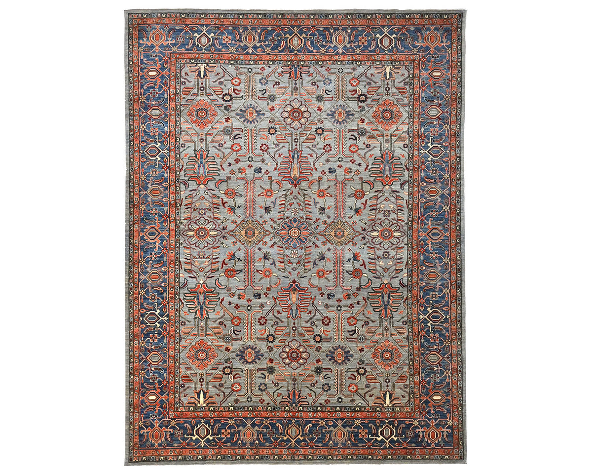 9x12 Gray Aryana Afghan Hand Knotted Veg Dye Wool Area Rug