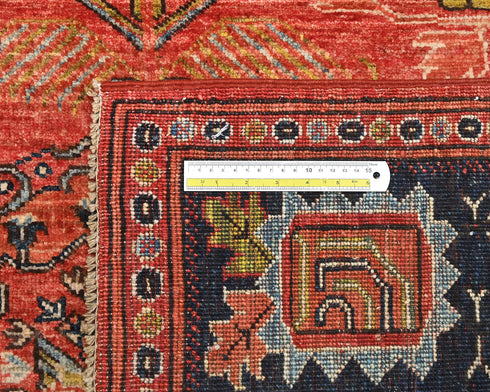 5x7 Red Blue Ersari Afghan Hand Knotted Veg Dye Wool Area Rug