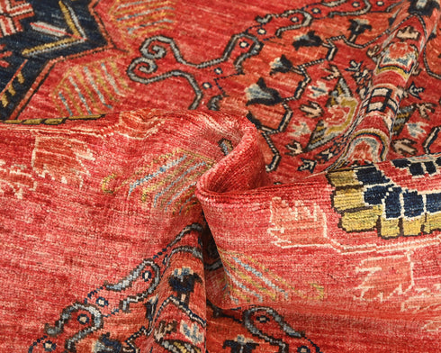5x7 Red Blue Ersari Afghan Hand Knotted Veg Dye Wool Area Rug