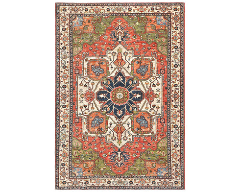 Alfombra afgana Ersari de lana teñida vegetal anudada a mano, 6x8, color beige óxido