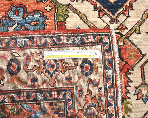 Alfombra afgana Ersari de lana teñida vegetal anudada a mano, 6x8, color beige óxido