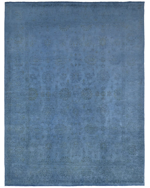 Alfombra tradicional afgana de lana teñida Chobi azul de 8 x 10 pies, hecha a mano