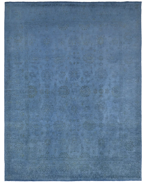 Blue 8x10 Ft Chobi Over Dye Afghan Handmade Traditional Wool Area Rug