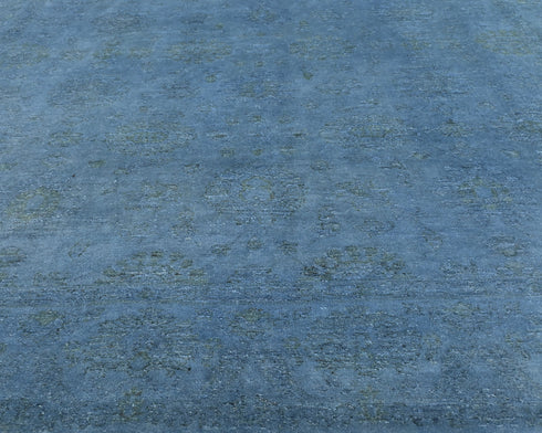 Alfombra tradicional afgana de lana teñida Chobi azul de 8 x 10 pies, hecha a mano