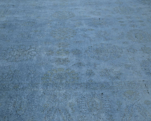 Alfombra tradicional afgana de lana teñida Chobi azul de 8 x 10 pies, hecha a mano