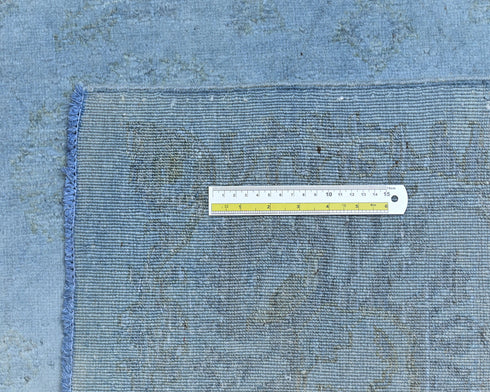 Alfombra tradicional afgana de lana teñida Chobi azul de 8 x 10 pies, hecha a mano