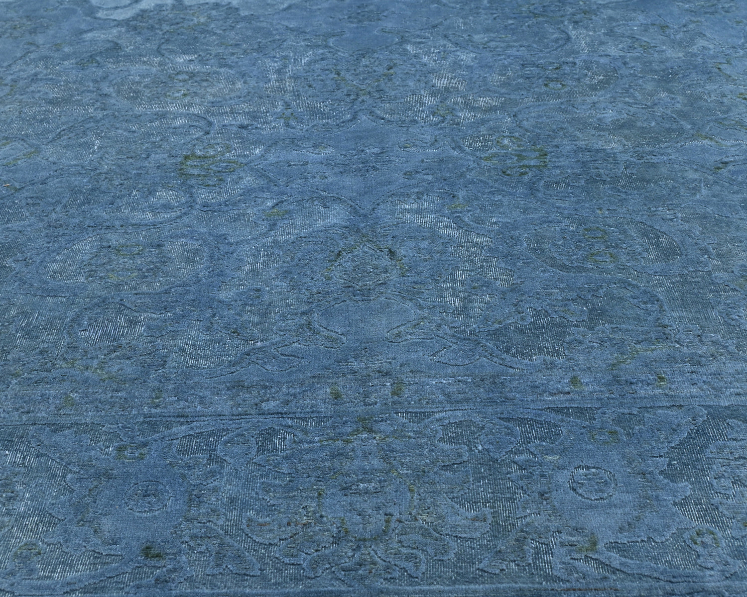 8x10 Blue Chobi Over Dye Afghan Hand Knotted Floral High Low Wool Area Rug