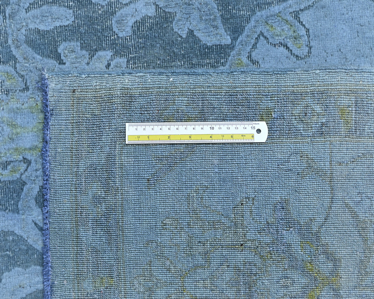 8x10 Blue Chobi Over Dye Afghan Hand Knotted Floral High Low Wool Area Rug