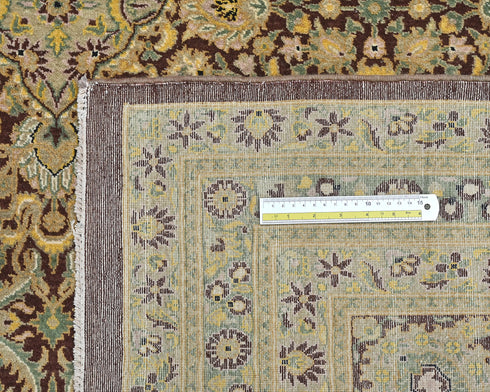 8x10 Oriental Green Brown Persian Style Hand Knotted Floral Wool Area Rug