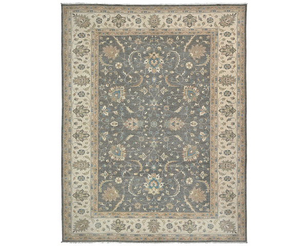 9x12 Zeigler Gray Afghan Hand Knotted Wool Area Rug