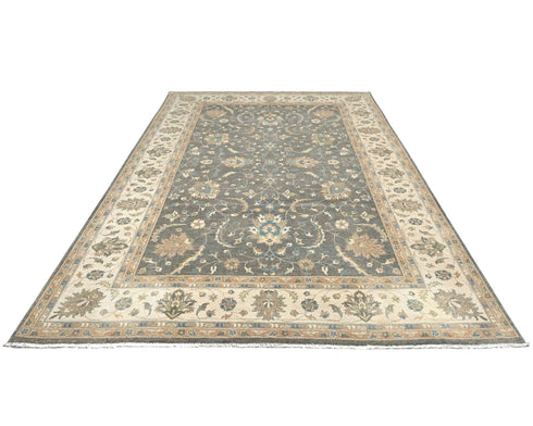 9x12 Zeigler Gray Afghan Hand Knotted Wool Area Rug