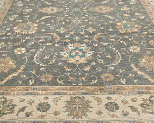 9x12 Zeigler Gray Afghan Hand Knotted Wool Area Rug