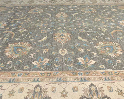 9x12 Zeigler Gray Afghan Hand Knotted Wool Area Rug
