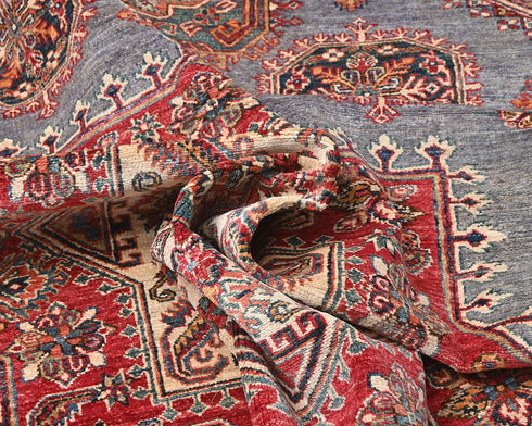 13x17 Gray Kazak Afghan Hand Knotted Wool Area Rug