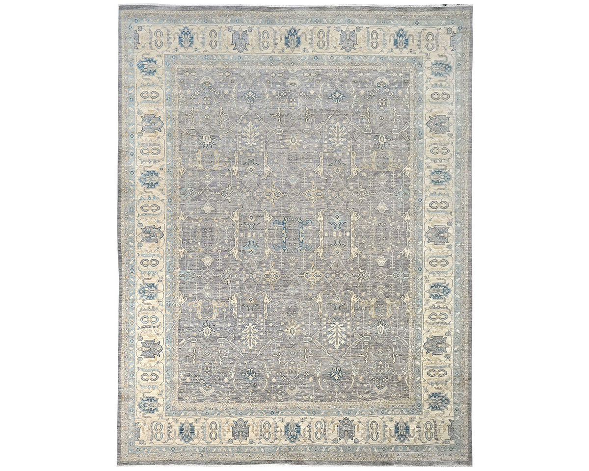 12x15 Ziegler Gray Afghan Hand Knotted Wool Area Rug
