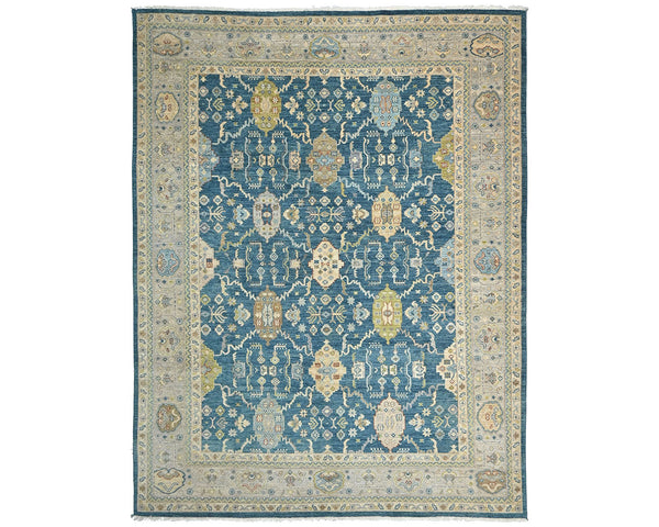 9x12 Zeigler Blue Afghan Hand Knotted Wool Area Rug