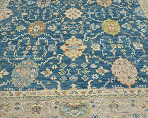 9x12 Zeigler Blue Afghan Hand Knotted Wool Area Rug