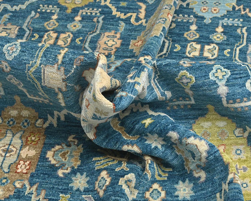 9x12 Zeigler Blue Afghan Hand Knotted Wool Area Rug