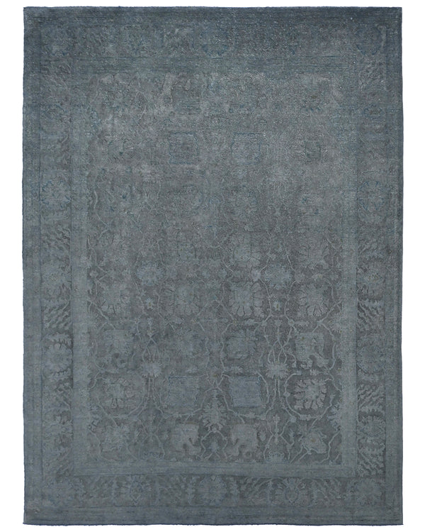 9x12 Chobi Gray Over Dye Afghan Hand Knotted Floral High Low Wool Area Rug