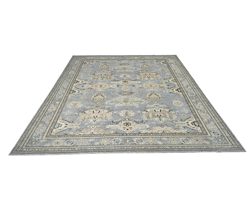 Gray 8x10 Ft Kazak Afghan Hand Knotted Traditional Wool Area Rug