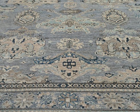 Gray 8x10 Ft Kazak Afghan Hand Knotted Traditional Wool Area Rug