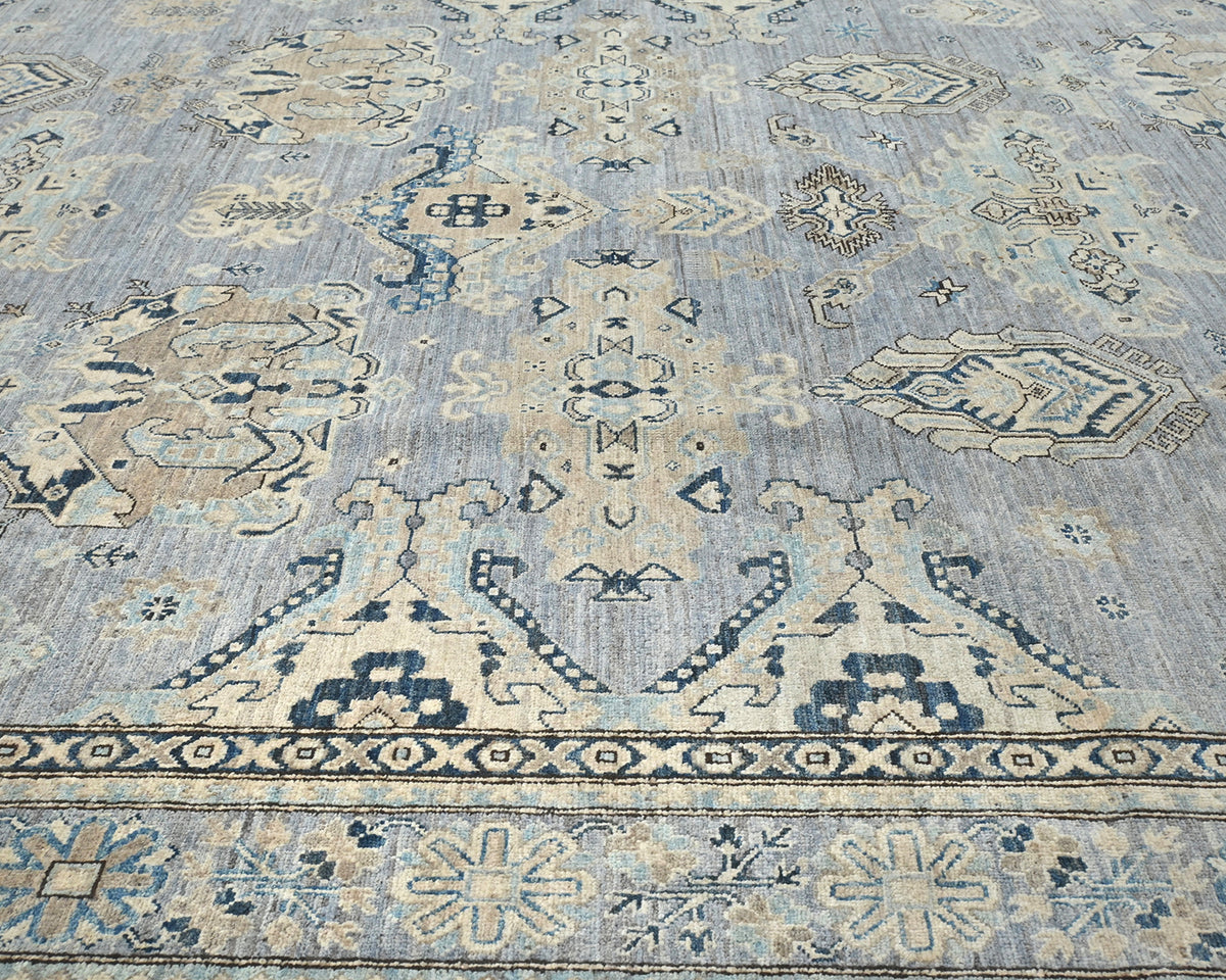 Gray 8x10 Ft Kazak Afghan Hand Knotted Traditional Wool Area Rug