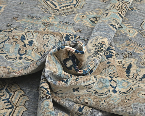 Gray 8x10 Ft Kazak Afghan Hand Knotted Traditional Wool Area Rug