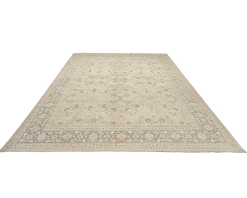 Beige 10x13 Oriental Persian Style Hand Knotted Wool Area Rug
