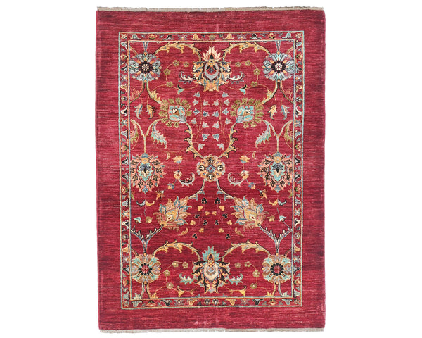 4x6 Red Khurgeen Afghan Hand Knotted Wool Area Rug