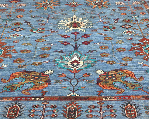 6x8 Blue Khurgeen Afghan Hand Knotted Wool Area Rug