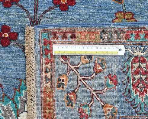 6x8 Blue Khurgeen Afghan Hand Knotted Wool Area Rug