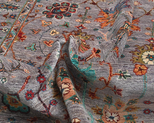 6x8 Gray Khurgeen Afghan Hand Knotted Wool Area Rug