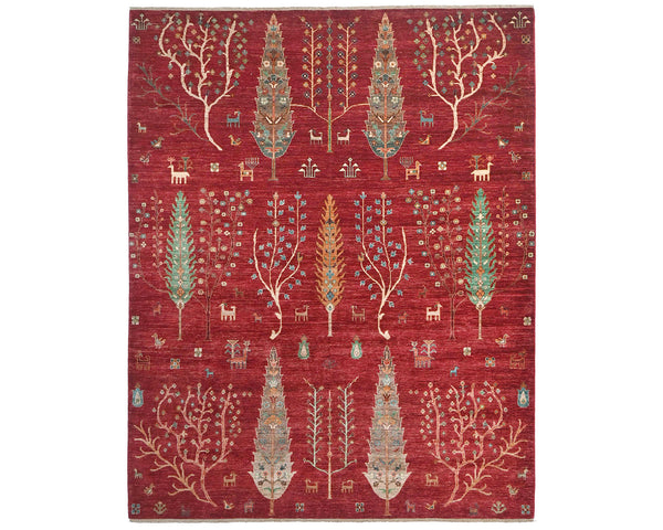 8x10 Red Khurgeen Afghan Hand Knotted Wool Area Rug
