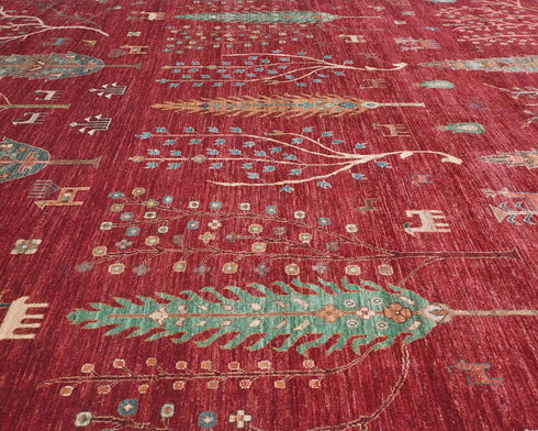 8x10 Red Khurgeen Afghan Hand Knotted Wool Area Rug