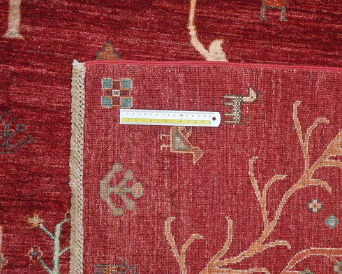 8x10 Red Khurgeen Afghan Hand Knotted Wool Area Rug