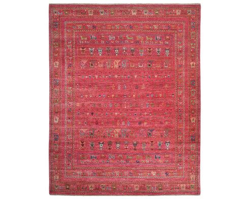8x10 Pink Khurgeen Afghan Hand Knotted Wool Area Rug