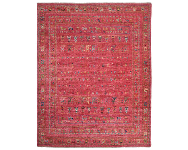 8x10 Pink Khurgeen Afghan Hand Knotted Wool Area Rug
