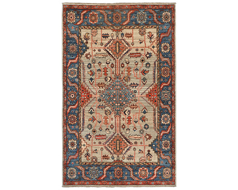4x6 Gray Blue Aryana Afghan Hand Knotted Veg Dye Wool Area Rug