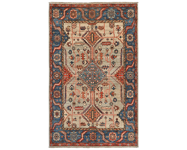 4x6 Gray Blue Aryana Afghan Hand Knotted Veg Dye Wool Area Rug