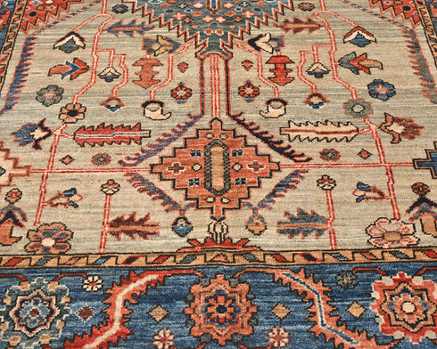4x6 Gray Blue Aryana Afghan Hand Knotted Veg Dye Wool Area Rug