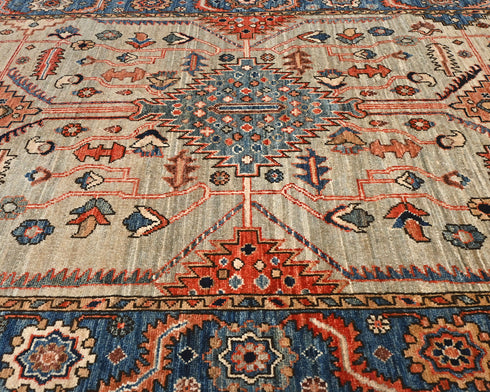 4x6 Gray Blue Aryana Afghan Hand Knotted Veg Dye Wool Area Rug