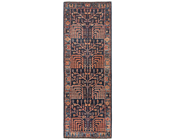 6 Feet Blue Aryana Afghan Hand Knotted Veg Dye Wool Runner Rug