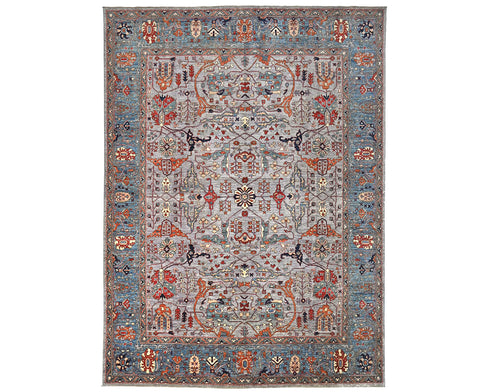 9x12 Gray Aryana Afghan Hand Knotted Veg Dye Wool Area Rug