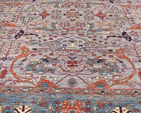 9x12 Gray Aryana Afghan Hand Knotted Veg Dye Wool Area Rug