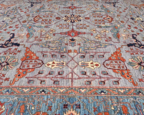 9x12 Gray Aryana Afghan Hand Knotted Veg Dye Wool Area Rug