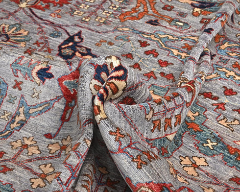 9x12 Gray Aryana Afghan Hand Knotted Veg Dye Wool Area Rug