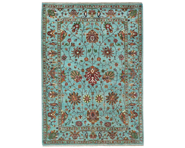 6x8 Blue Khurgeen Afghan Hand Knotted Wool Area Rug